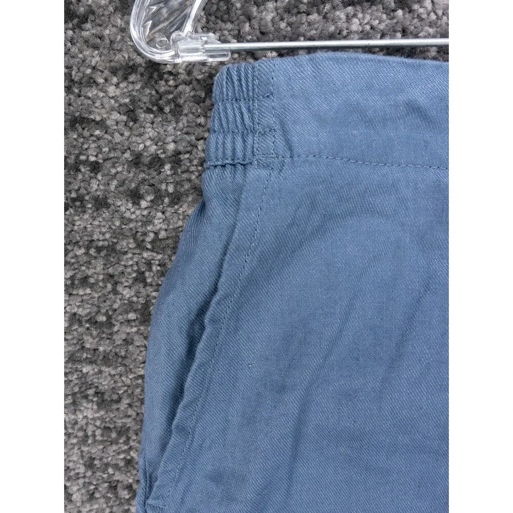 LL Bean Shorts Womens 8 Blue Chino Elastic Waist Stretch Cotton Linen Beach Hike